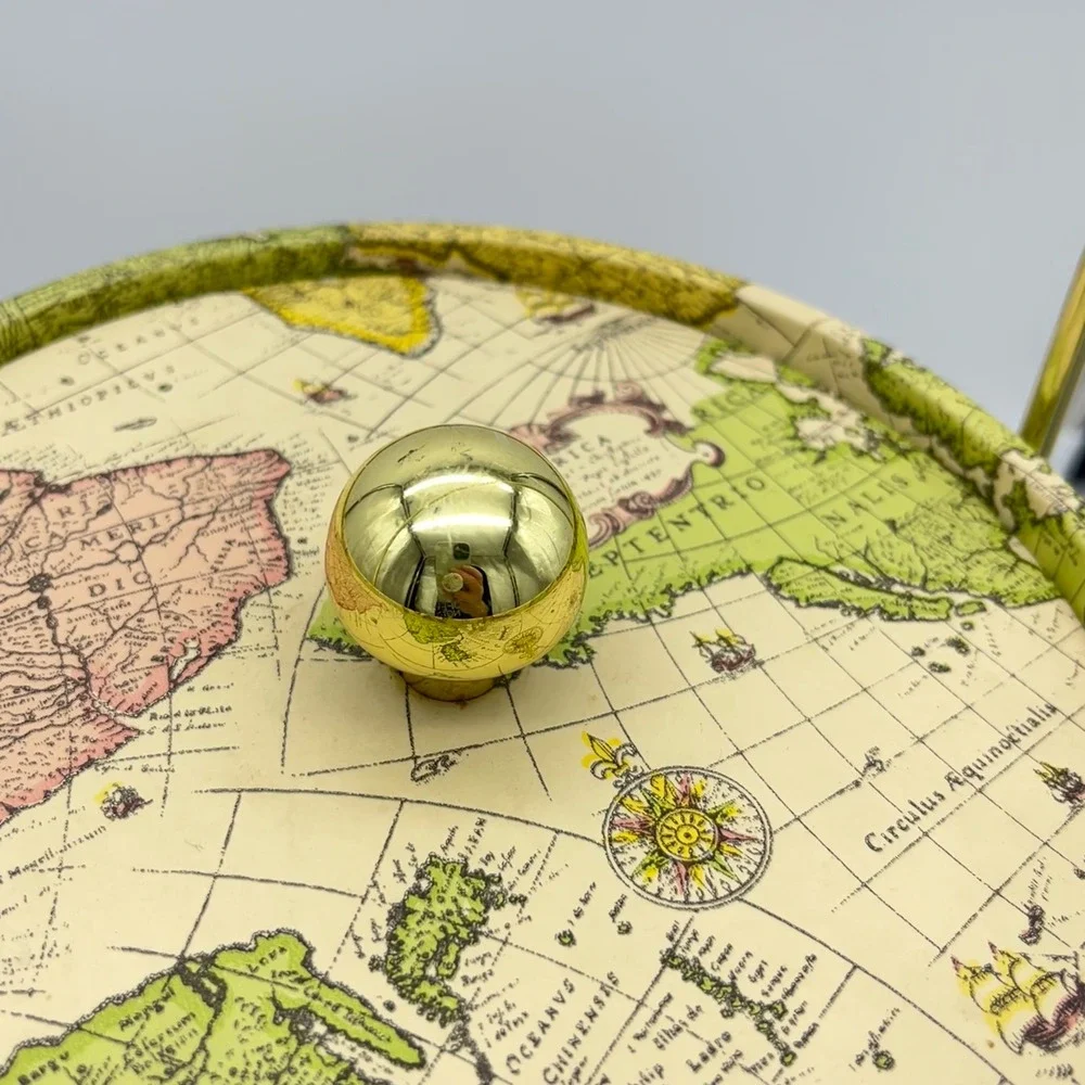 Mr Ice Bucket World Map 5‎ quart Gold Handle Lid Barware Home Decor